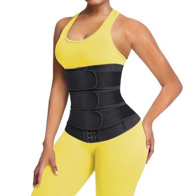 China Breathable Women Neoprene Belly Shaper Body Shaper Hot Sweat Slim Corset Plus Size 3 Strap Waist Trainer Belt for sale