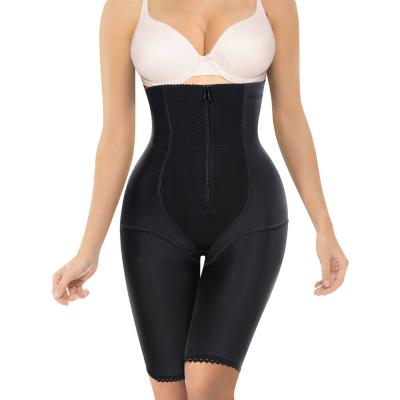 China Breathable Custom Women Waist Thigh High Front Zipper Hook Waist Shaper Slimming Compression Firm Butt Lifting Shapewear for sale