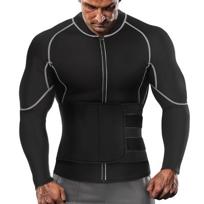 China Shaper Hot Sweat Waist Trainer Men Sports Long Sleeve Sauna Jacket Weight Loss Sauna Suit With Waist Trainer Belt for sale