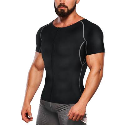 China Antibacterial Men's Short Sleeves Neoprene Sauna Hot Sweated Shaper Vest With Zipper for sale