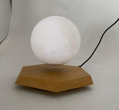 China hexagon magnetic levitation wooden base floating moon light night light lamp bulb for sale