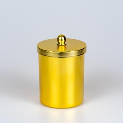 China Home Decoration Gold Silver Candle Electroplating Glass Jar With Handle Lid for sale