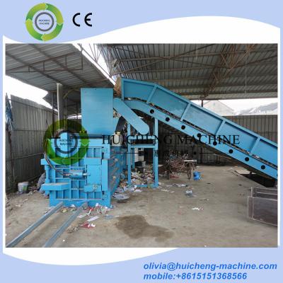 China horizontal hydraulic waste paper cardboard PET bottle plastic semi automatic baler baling machine for sale