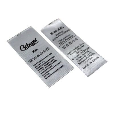 China Washable Manufacturer custom cotton printing washing label for garment bags shoes hats for sale