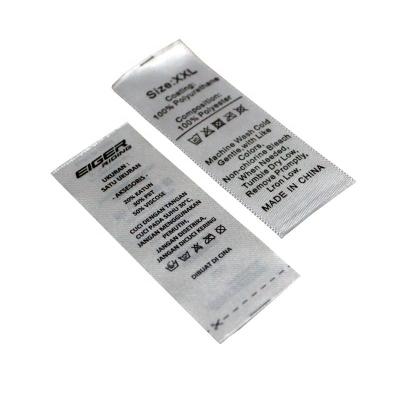 China Washable Manufacturer custom satin ribbon blank washing label for garment bags shoes hats apparel for sale