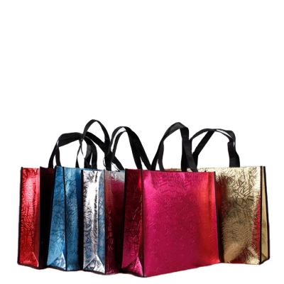 China Clothing Tote Bags Customized Laser Logo Customized Laser Clothing Gift Packing Stock Coated Bag Multicolor Advertising Handled Nonwoven Shopping Bags for sale