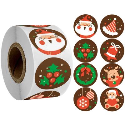 China Christmas Barcode Stickers 2.5cm Round Label Stickers for Festival Party Gift Decoration Packing Sealing Label Stickers for sale