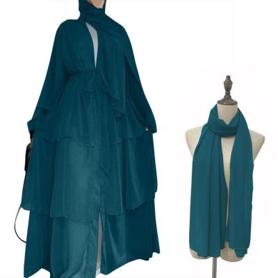 China Hot Sale Muslim Islamic Clothing Eid Solid Color Modest Polyester Khimar Hijab Abaya Plu Class Women's Dress for sale