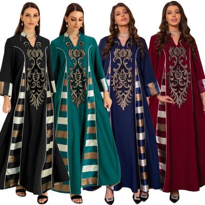 China Factory Wholesale Polyester Embroider Traditional Muslim Eid Solid Color Modest Khimar Hijab Abaya Dubai Dress Women Muslim Clothing for sale