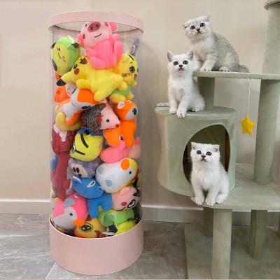 China Aseptic Cylindrical Plush PVC Box Doll Transparent Finish Toy Storage Box for sale