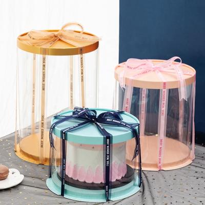 China Wholesale Recyclable Round Cake Packing Box Is Used To Decorate Birthday Wedding Transparent Cake Box for sale