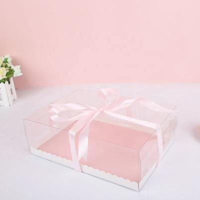 China Transparent Recyclable Rectangle Cake Box Birthday Surprise Number Cake Packing Box for sale