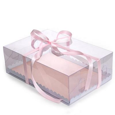 China Digital Cake Box Recyclable Net Red Transparent Rectangular Plastic Single Cake Box for sale