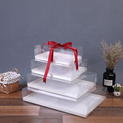 China Recyclable Wedding Party PVC Rectangle Gift Wrapping Boxes Cardboard Pet Digital Tall Transparent Cake Box for sale