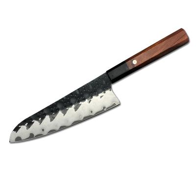 China Viable Triple Steel Chef's Knife Professional Cooking Vegetable Meat Slicing Cleaver 7 Inch Sharp Japanese Santoku Kitchen Knife for sale