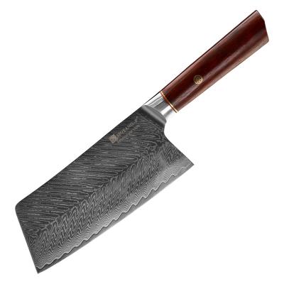 China Stocked Professional Kitchen Knife Damascus Sharp Knife 6.8 Inch Kitchen Meat Cleaver Daily Bread Knife 58-59hrc for sale