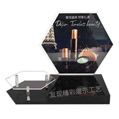 China Detachable Honeycomb shaped cosmetic acrylic display rack, beauty instrument display rack, skincare product display cabinet display stand for sale