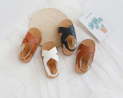 China 2020 summer new arrival flat sandals boys and girls children anti-skid HOOK and LOOP beach sandals for sale