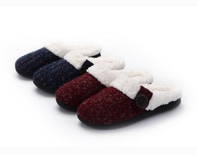 China Trend Autumn Winter Female Cotton Slippers fashion knitting soft single anti-skid floor women bedroom slippers for sale