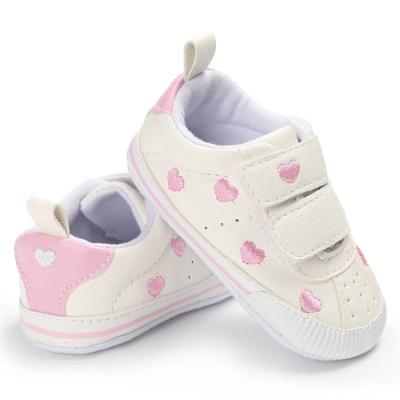 China Anti-slippery Heart Star Embroidered Sports Baby Shoes PU Leather Circle And Buckle Baby Boy Casual Sneakers Shoes for sale