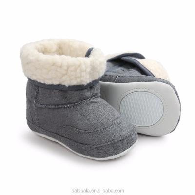 China European & American Gray Boys Snow Boots Winter Baby Booties Cotton Fabric Girls Baby Moccasins Rubber Sole Shoes for sale