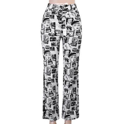 China Anti-pilling Women Fall Winter Street Hippie High Waist Comic Print Pants Casual Straight Pants for sale