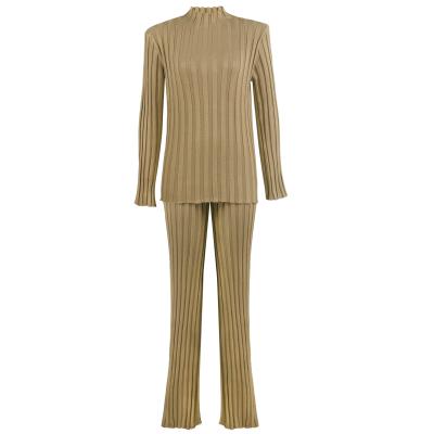 China Fashion pure women's stripe mine color anti-pilling casual sweater two-piece suit knit pullover for sale