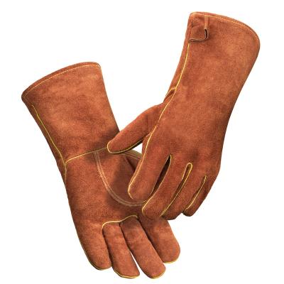 China OZERO 932F Forge Heat Resistant Welding Gloves 14 Inch Long Sleeve Insulated Scratching Grill BBQ Heat Resistant Leather Glove for sale