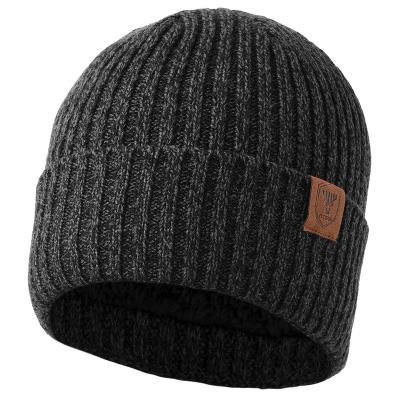 China COMMON OZERO Knit Beanie Winter Hat Thermal Thick Fleece Snow Skull Hat for Men and Women for sale