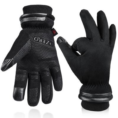 China OZERO -30 F Plain Winter Slip Silicon Palm Waterproof Gloves Men Women Anti Cold Touch Screen Proof Heated Thermal Glove for sale