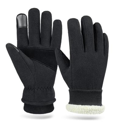 China OZERO Warmth Winter Gloves For Men Women Thermal Fleece Insulated Palm Artificial Extra Patch Warm Lambswool Work Glove for sale