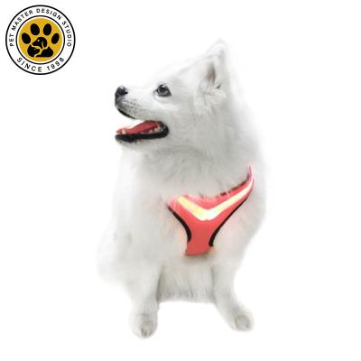 China SinSky Mesh Portable Led Light Pet Dog Harness Breathable Custom Safety Adjustable Reflective No Pull Usb Led Dog Harness for sale