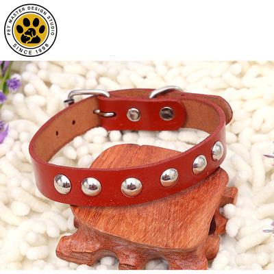 China Wholesale Custom Viable Master Dog Pet Collar Rivet Leather Dog Collar Neck Ring For Small Medium And Large Dog for sale