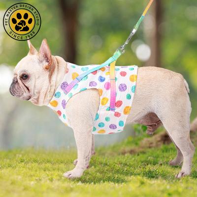 China Custom Master Cat Dog Vest Harnesses Colorful Adjustable Breathable Printed Strong Mesh Harness Set Dog Cat Pet Harness for sale