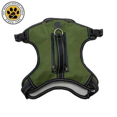 China Custom Soft Mesh Padded No Pull Dog Harness Large Dog Pet Master Poop Bag Dispenser Harness Reflective Nylon Pet Vest for sale