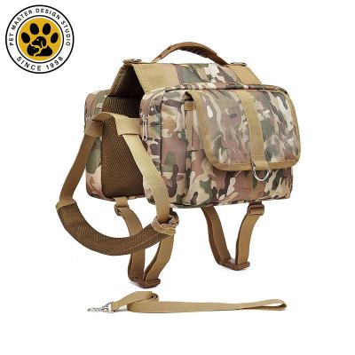 China SinSky Dog Backpack Camouflage Dog Backpack Nylon Tactical Saddle Bag Outdoor Hiking Camping Harness Harness for sale