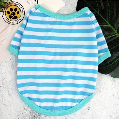 China Viable SinSky Puppy Vest T-Shirts Teams Kitten Pet Clothes Striped Designer Dog Clothes Cat Apparel Doggy Breathable Cotton for sale