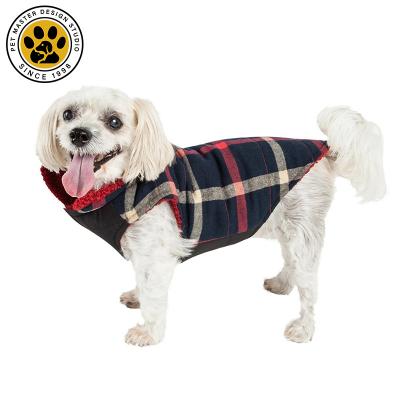 China Reversible Windproof Master Pet Reversible British Style Clothes Warm Plaid Dog Vest Winter Coat Dog Apparel Jacket For Dog for sale