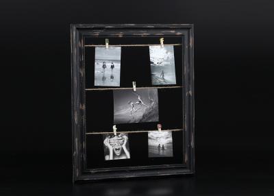 China Distressed Black Finishing Picture Frame with Clips / Photo Clip Frames Picture Frames for sale