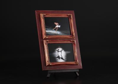 China 2 - Multi Openings 5x7 Tabletop Picture Frames In Antique Gold and Red Finishing for sale