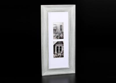 China Two 4”x6” Matted Openings Tabletop Photo Frame In Antique Bushed White Finishing for sale