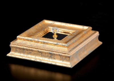 China 100% Handed Made Antique Foiled Golden Small Wooden Jewelry Box With One Crystal Handle for sale