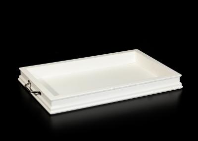 China Pure White Small Size 18” x 11” Stackable  Wooden Tray With 100% Handed Made for sale