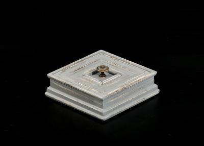 China Antique Gray Square 6”x6” Wood Jewelry Trays , Wooden Jewelry Display Cases Portable for sale