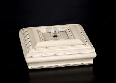 China Square 8”x8” Handmade Wooden Jewelry Box With Cover And One Crystal Handle for sale