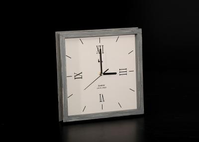 China Unique Modern 13” x13” Square Framed Decorative Wall Clocks In Antique Distressed Gray for sale