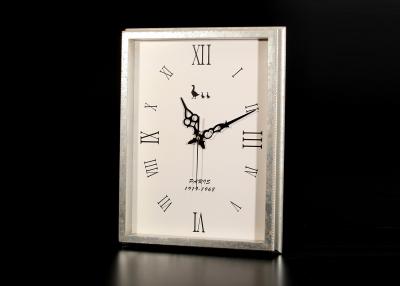 China Antique Foiled Silver Framed Decorative Wall Clocks In Rectangle Size 13”x17” for sale