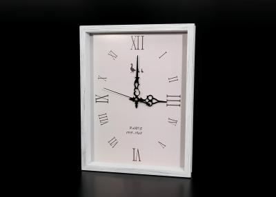 China Wooden Washed White Decorative Wall Hung Clocks 17”x13” , Square Kitchen Wall Clocks for sale