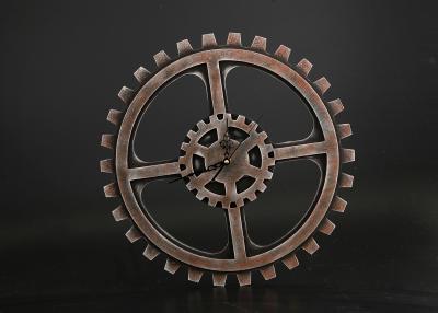 China Wheel Gear Shape 15”x15” Decorative Clocks For Home In Rustic Rust Finishing for sale