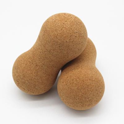 China Eco-Friendly High Density Cork Fascial Durable Custom Logo Ball Natural Cork Yoga Fitness Massage Peanut Ball for sale